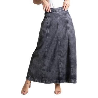 Imagem de Saia Jeans Sawary Midi - 279945 Preto, Preto, 38