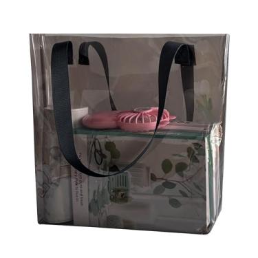 Imagem de TotePrint Bolsa de praia impermeável transparente 12,5 x 30 x 11 cm à prova de areia com alças, PVC resistente para piscina e viagens, B090-d2106-3-cabo trançado, Large
