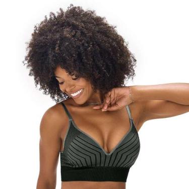 Imagem de Sutiã Top Jacquard Listrado Vertical Preto com Bojo sem Costura Zee Ru