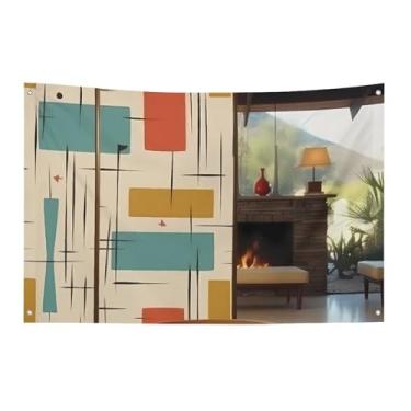 Imagem de Bandeira moderna de meados do século, 89 x 150 cm, bandeira de boas-vindas, bandeiras, jardim, quintal, decorativo, jardim, quintal, bandeira, interior, exterior, festa, decoração de casa