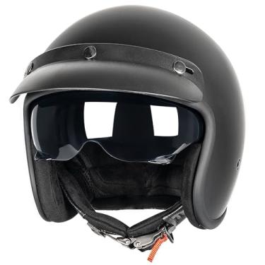 Imagem de Yesmotor Capacete De Motocicleta Retrô Aberto 3/4 Vespa Vintage Para Moto, Motoneta, Cruiser, Bobber E Chopper - Aprovado Pela Dot