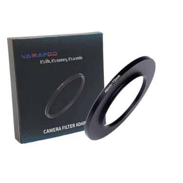 Imagem de Adaptador de anel de metal para cima/para baixo compatível com câmeras mirrorless DSLR Lens, conversor de rosca de filtro UV CPL ND, preto (49-72)