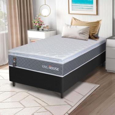 Imagem de Conjunto Box Preto Luanda Cinza Espuma D28 Solteiro 88x188x62 - King House