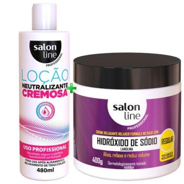 Imagem de Kit Creme Hidróxido Sódio Regular E Neutralizante Salon Line