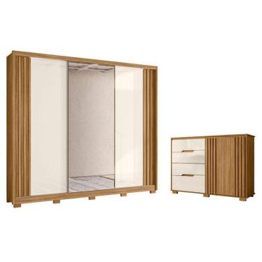 Imagem de Guarda Roupa Casal Arizona E Cômoda Texas Freijó Off White - Moval