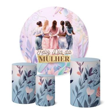Imagem de Trio Capas Cilindro Painel Redondo Festa 1,50m Dia das Mulheres - Fadr