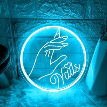 Imagem de Unhas Sinal De Néon Salão De Beleza Led Sinal De Luz Neon Salão De Beleza Sinal De Néon Montado Na Parede Decoração De Parede Decoração De Parede 3d Placa De Escultur, E, 35x35cm