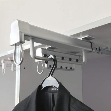 Imagem de Guarda-volumes Pull Out Clothes Rail,cabide De Armário Extensível Com Trilho Deslizante De Aço,organizador De Closet,estrutura De Alumínio, Silver, 18inch/458mm