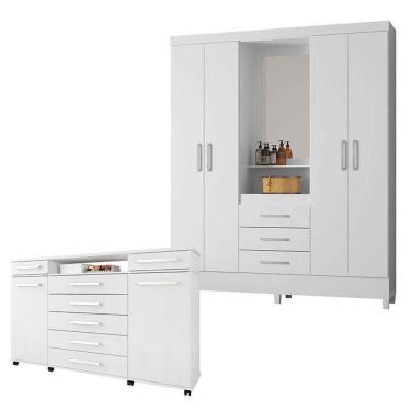 Imagem de Cômoda London E Guarda Roupa Casal Capelinha Pérsia Branco - Demóbile