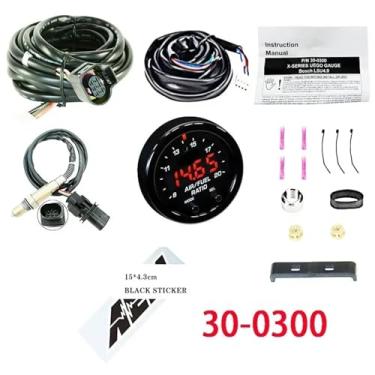Imagem de Kit medidor de proporção de ar e combustível O2 da série X 30-0300 30-4110 compatível com sensor de oxigênio de gás de escape 52 mm 1/16" O2 UEGO controlador de ar e combustível AFR(30-0300 BK Decal)
