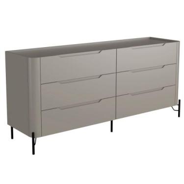 Imagem de Cômoda Para Quarto Closet Orgânica 6 Gavetas Pés Industrial Preto Blis