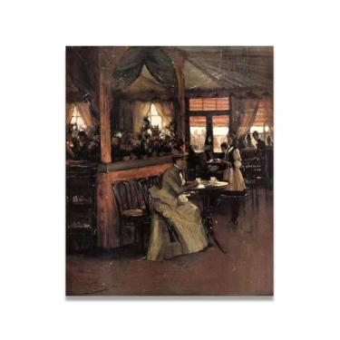 Imagem de A Cup Of Chocolate John Lavery Iconic Realist Portrait & War Scene Canvas Art – Decoração de parede irlandesa atemporal para casa 30 x 36 cm Un Framed