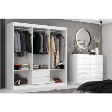 Imagem de Closet Lisboa Com Cômoda 10 Gavetas Premium Marbela - Branco