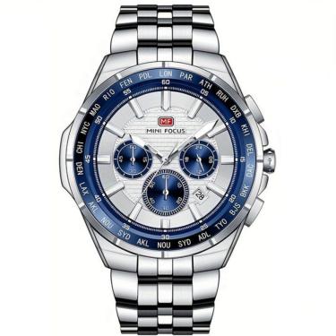 Imagem de Relógio de Pulso Quartzo para Homens Pulseira em Aço Inoxidável com Ponteiros Luminosos