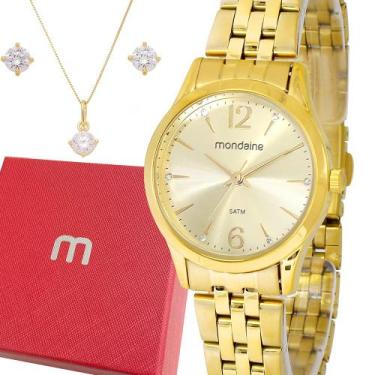 Imagem de Relógio Mondaine Feminino Dourado Original Luxo Prova Dágua