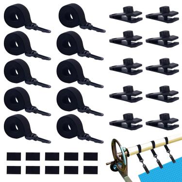 Imagem de BOXOB 30pçs Kit de Acessórios Enrolador Cobertura Solar Piscina, Inclui 6 Tiras Cobertura Solar com Ganchos 6 Clipes Piscina & 6 Fechos Toque Universal Acessórios Piscinas Enterradas