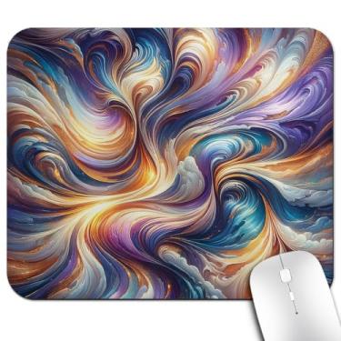 Imagem de Knseva Redemoinhos fluidos vibrantes de cor para escritório/gaming mousepad 24 x 20 cm, tapete antiderrapante para mesa, nuvens descoladas do mundo de fantasia colorido com tons de sonho