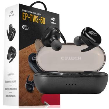 Imagem de Fone de Ouvido Intra C3Tech EP-TWS-50BK - Bluetooth 5.0 True Wireless Intra-Auricular In-Ear Com microfone Preto