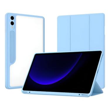 Imagem de Capa Protetora Transparente para Galaxy Tab S10+, S9 FE+, S9+, S7+, S8+, Fundo Transparente, Flip com Suporte de caneta - Pop Shope (Azul Claro)