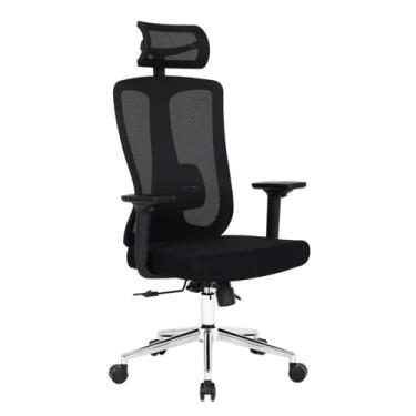 Imagem de Cadeira Escritório Ergonomica DT3 Maya com revestimento Mesh + Tecido, Apoio de cabeça 2D, Apoio de braços 3D, Certificada NR-17, suporta até 136 e altura máx 1,95m(Black)