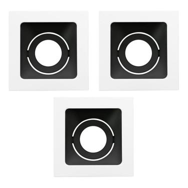 Imagem de Kit 3 Spot Direcionável Embutir Branco Preto Sth8940Br/Pto