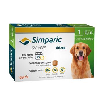 Imagem de Simparic Antipulgas e Carrapatos Para Cães de 20,1 a 40kg com 1 Comprimido