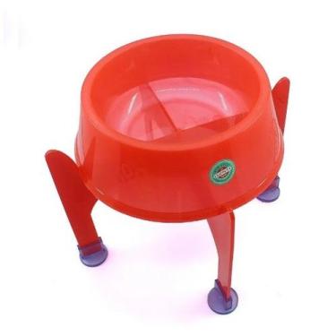 Imagem de Comedouro Lilopety Kit Super- Suporte Color M - Vermelho c/ base Trans