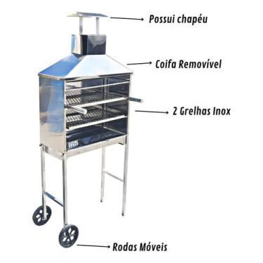 Imagem de Churrasqueira Espetinho Móvel Carrinho JC600  Prática e Portátil para 