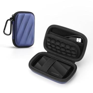Imagem de Capa rígida SSD compatível com Samsung T9/T7 Shield/T7 Unidade SSD portátil USB 4TB, 2TB, 1TB, bolsa protetora de armazenamento de viagem portátil (azul)