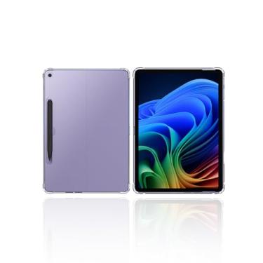 Imagem de Capa transparente para tablet Surface Pro 2025 de 12 polegadas, compartimento para caneta WUNIKA e design à prova de quedas, fina, leve, à prova de arranhões, capa de TPU de borracha de silicone com