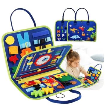 Imagem de Maleta de Montessori Sensorial Brinquedo Educativo Atividade Infantil Coordenação Motora para Crianças Kizumba (Azul)