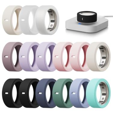Imagem de Hexasider Pacote com 15 capas compatíveis com Oura Ring Gen 4/Gen 3 Horizon/Gen 3 Heritage, capa de silicone antiarranhões para Oura Ring Protector para mulheres e homens, academia, suporta