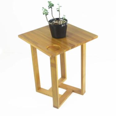 Imagem de Mesa Lateral Design Quadrada Madeira Nobre