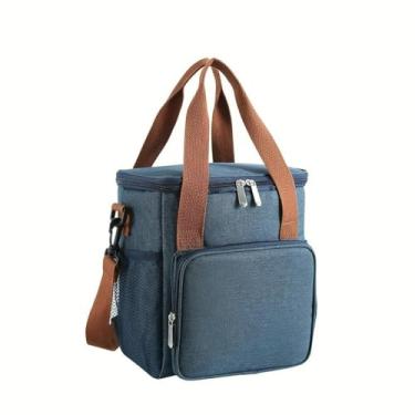 Imagem de Lancheira Portátil Saco Resfriador De Almoço Térmico Para Piquenique Exterior Isolado À Prova D'água (Azul)