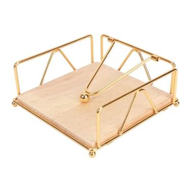Imagem de Porta-guardanapos Suporte de toalha de papel de ferro forjado, rack de armazenamento de guardanapos de metal quadrado para cozinha, restaurante, café, porta-guardanapos de hotel (dourado)