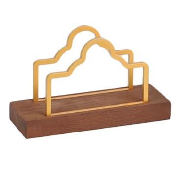 Imagem de Suporte de guardanapo quadrado suporte de toalha de papel vertical premium com madeira maciça de faia de nogueira de aço inoxidável dispensador de guardanapo (nogueira, 16 * 5,6 * 9,8 cm)