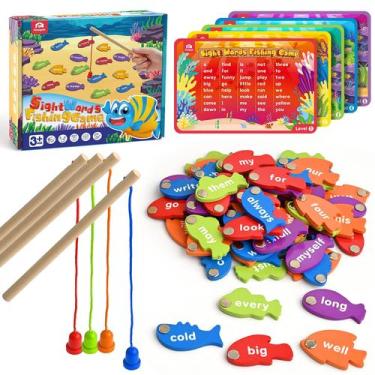 Imagem de Brinquedo educacional Coogam Wooden Magnetic Fishing Sight Words