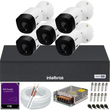 Imagem de Kit 5 Câmeras Intelbras Hd 1120b Dvr Intelbras 08 Canais 1108-c C/Hd 1