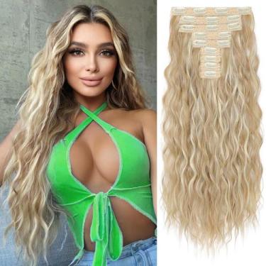 Imagem de Extensões de cabelo REECHO HE009, clipe de 9 peças em loiro médio de 6