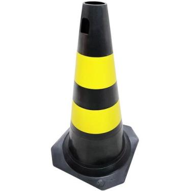 Imagem de Cone Sinalização Preto e Amarelo 50cm PLTZ Plastcor