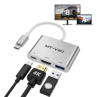 Imagem de MT-VIKI Adaptador HDMI 4K USB C 3 em 1 HDMI + USB 3.0 + Hub PD 100W para MacBook Pro, iPad Pro, iPhone 15, laptops