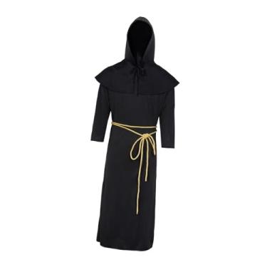 Imagem de Baoblaze Vestido de medieval com capuz, roupa de decoração, capa para eventos, festa, padre com capuz, L