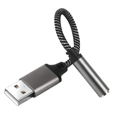 Imagem de HTTX Adaptador USB para conector de fone de ouvido de áudio de 3,5 mm, adaptador USB para auxiliar fêmea de 3,5 mm, conversor de placa de som externo para fones de ouvido, PC, laptops, desktops, PS4