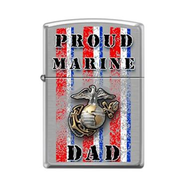 Imagem de Zippo Isqueiro - Marine Corps USMC Proud Dad escovado cromado à prova de vento #Z5131