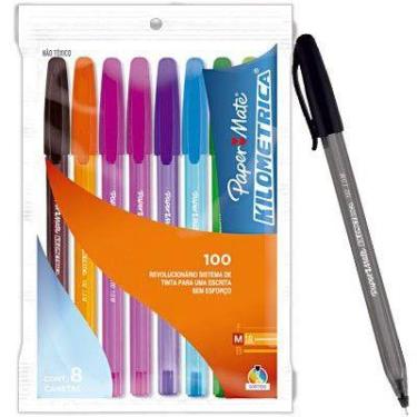 Imagem de Caneta PaperMate esferográfica colorida kit com 8 sortidas - Paper Mat