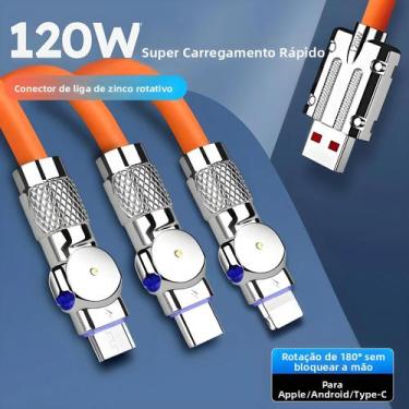 Imagem de Cabo USB 3 Em 1 De Carregamento Rápido 6A 120W Para iPhone Samsung Hua