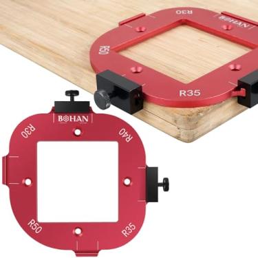 Imagem de Tzdxfgl Modelo de canto redondo, modelo de roteador de raio preciso, modelo de raio de metal para marcenaria de canto arredondado, gabarito de posicionamento de raio de canto portátil R30 R35 R40 R50