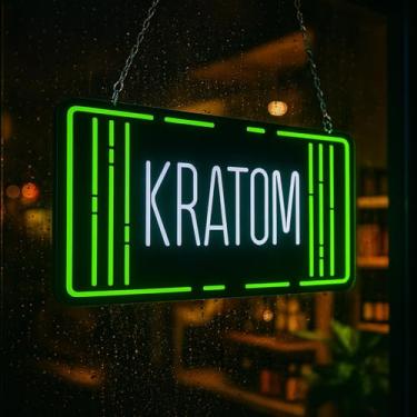 Imagem de Smoke Shop LED Placa de Led 'Kratom' Brilhante Por-Vida Útil Estimada de 50.000 Horas, Atraia Mais Clientes!-Placa de Led de Kratom Neon para Janela/Parede-Grande Brilhante para Lojas de Ervas, Lojas