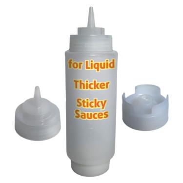 Imagem de Garrafas de condimento Squeeze – Garrafas de condimento Squeeze para molhos, dispensadores de plástico de grau comercial para ketchup, mostarda, molhos, óleos e molhos - recarga fácil, bocal de