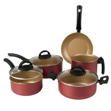 Imagem de Jogo De Panelas Antiaderente 5 Peças Cereja Nacional - Alumínio Nacion